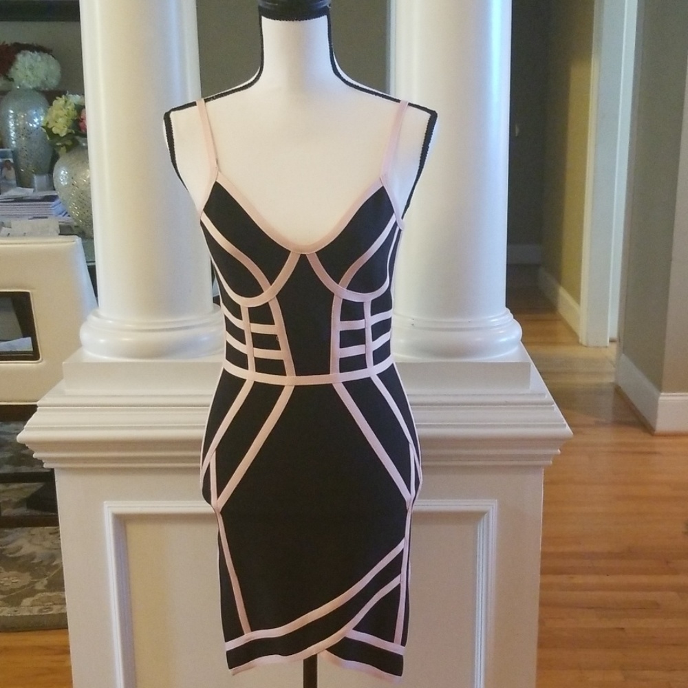 Black and pink bandage dress
